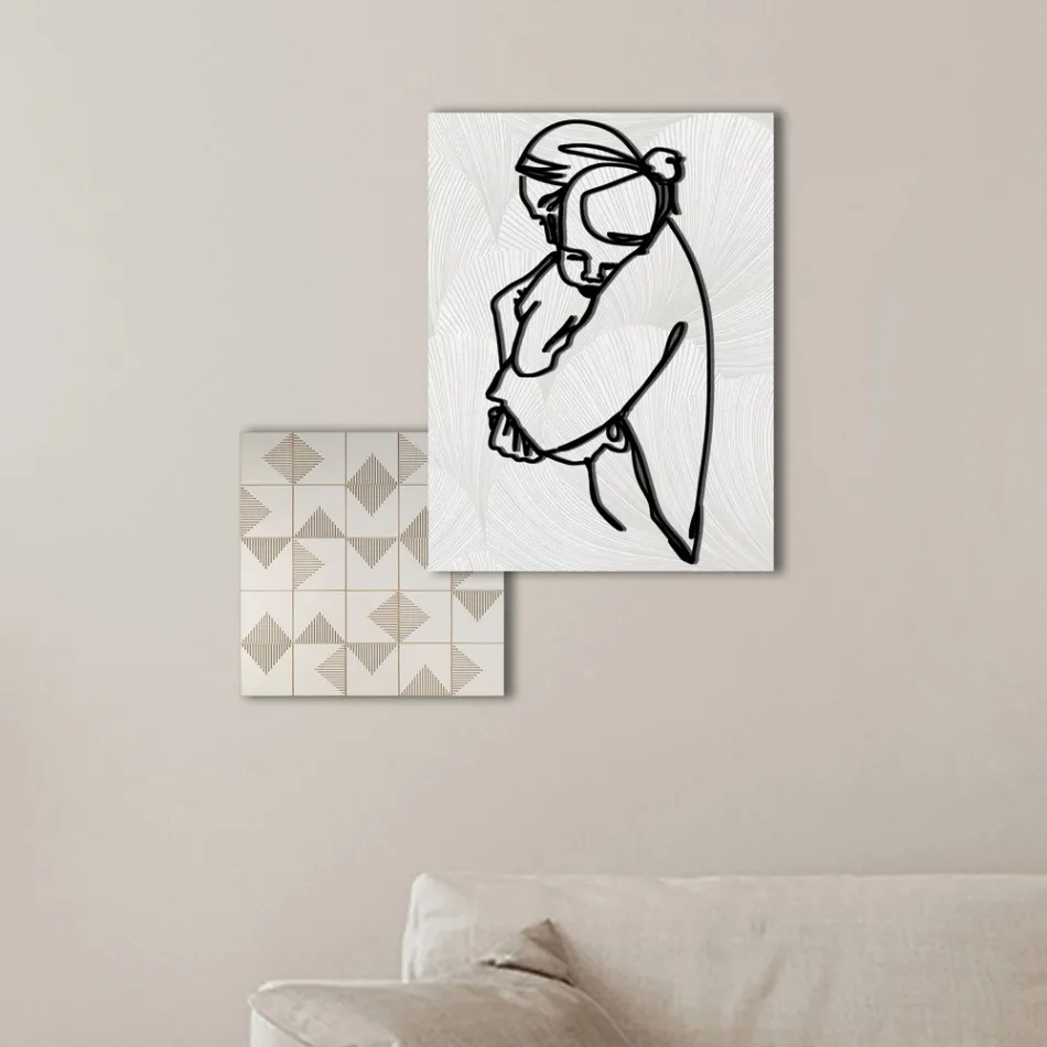 Sammensætning af 2 paneler med stilisering af et kram lavet i Italien - Kyoko Viadurini