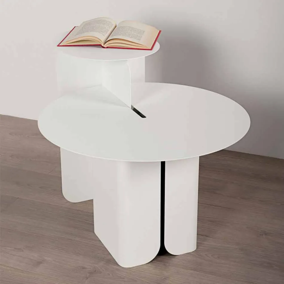 Sammensætning af 2 moderne kaffeborde i stål fremstillet i Italien - poppel Viadurini