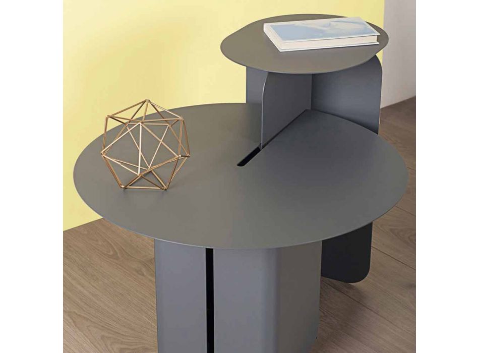 Sammensætning af 2 moderne kaffeborde i stål fremstillet i Italien - poppel Viadurini