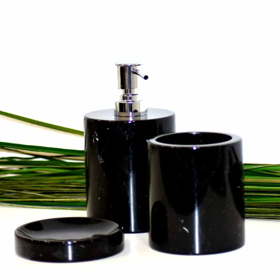 Sammensætning af 3 badeværelsestilbehør i poleret marmor fremstillet i Italien - Trevio Viadurini