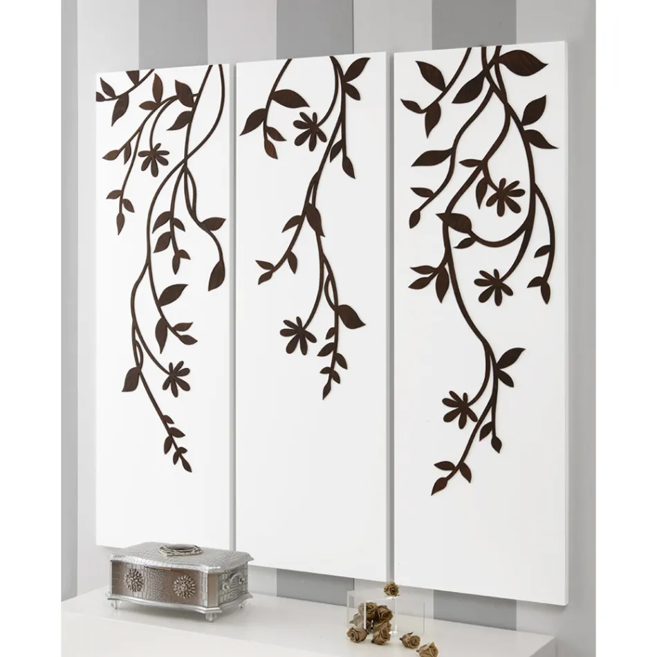 Sammensætning af 3 paneler, der viser 3 grene og blade lavet i Italien - Barney Viadurini