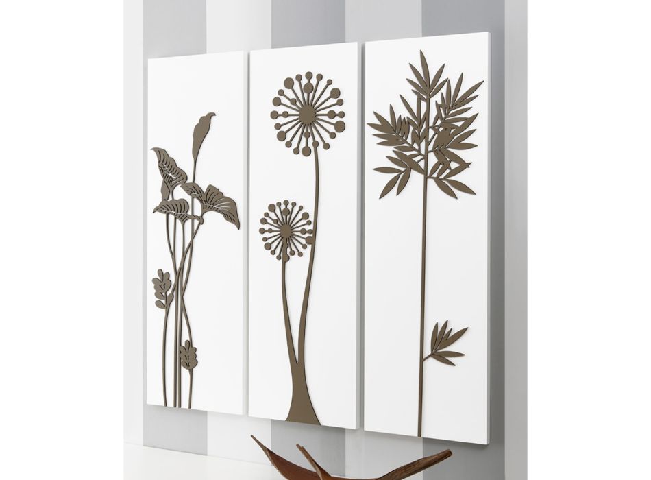 Sammensætning af 3 paneler, der viser brusehoveder og blade lavet i Italien - Eduardo Viadurini