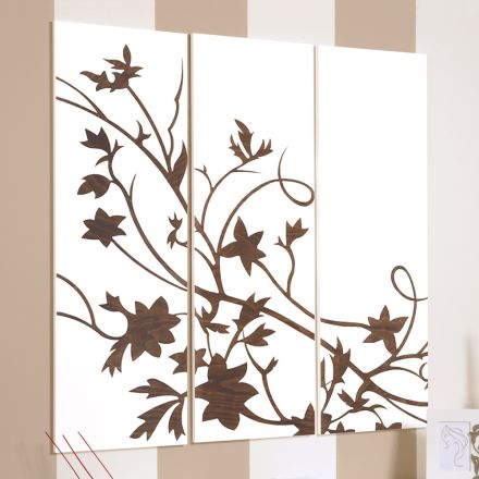 Sammensætning af 3 paneler, der viser en gren med blade lavet i Italien - Ashton Viadurini