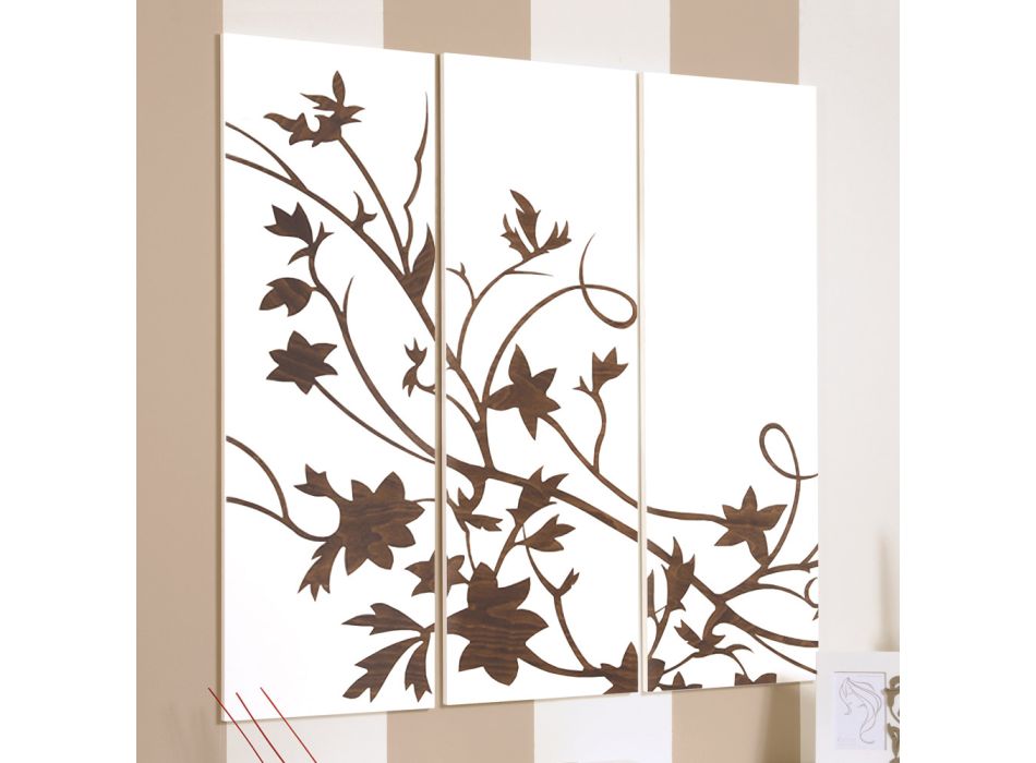 Sammensætning af 3 paneler, der viser en gren med blade lavet i Italien - Ashton Viadurini