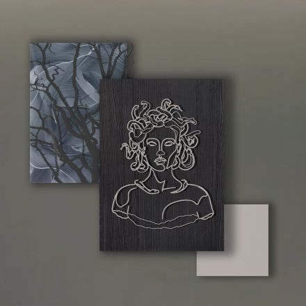 Sammensætning af 3 paneler med stilisering af Medusa lavet i Italien - Ichika Viadurini