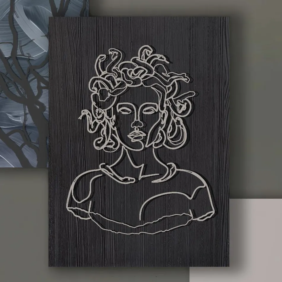 Sammensætning af 3 paneler med stilisering af Medusa lavet i Italien - Ichika Viadurini