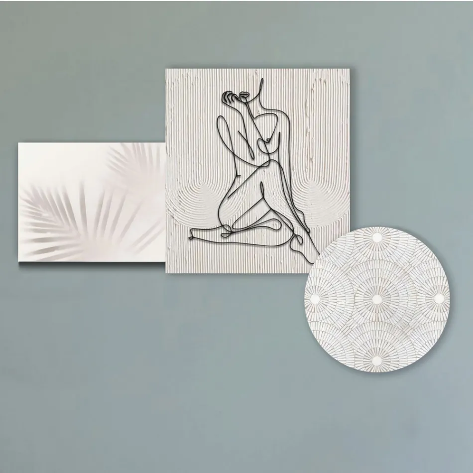 Sammensætning af 3 paneler med stilisering af en kvinde lavet i Italien - Kaori Viadurini