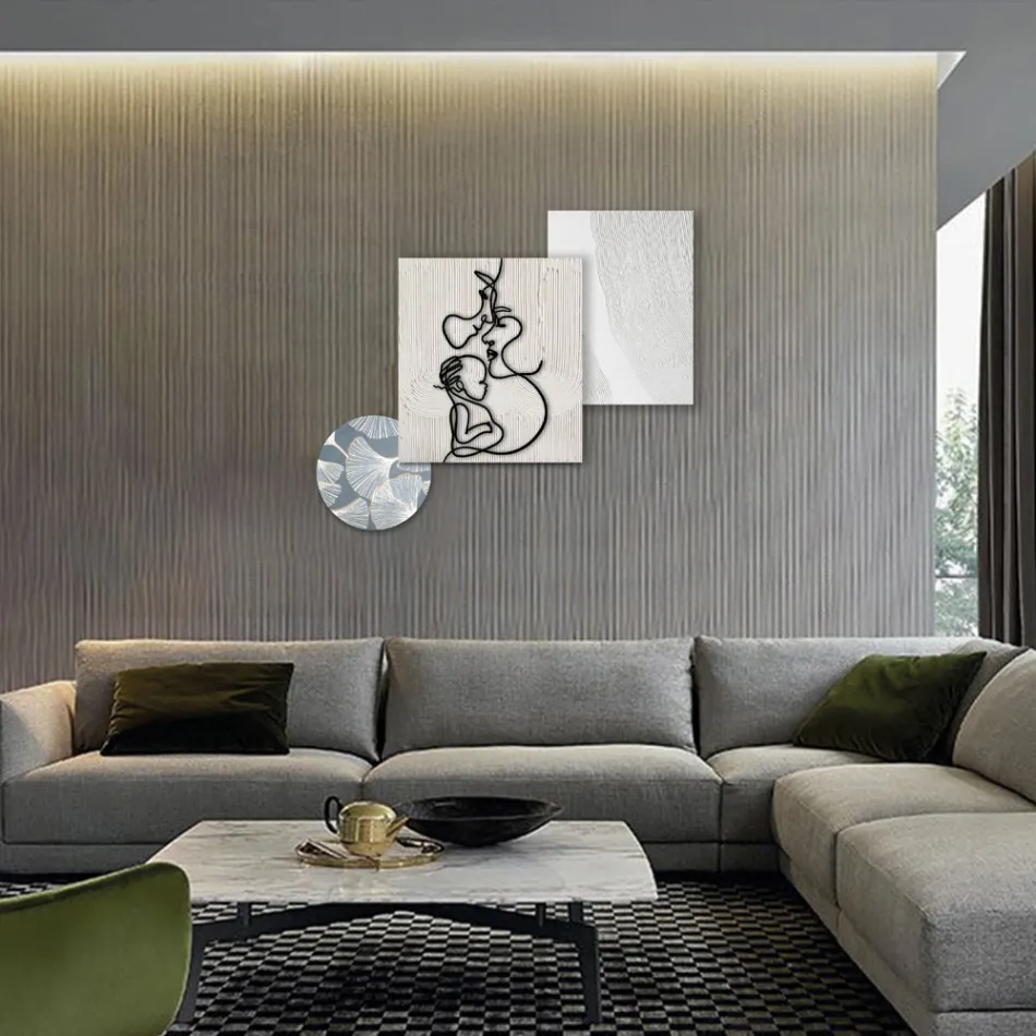 Sammensætning af 3 paneler med stilisering af kærlighed lavet i Italien - Keina Viadurini