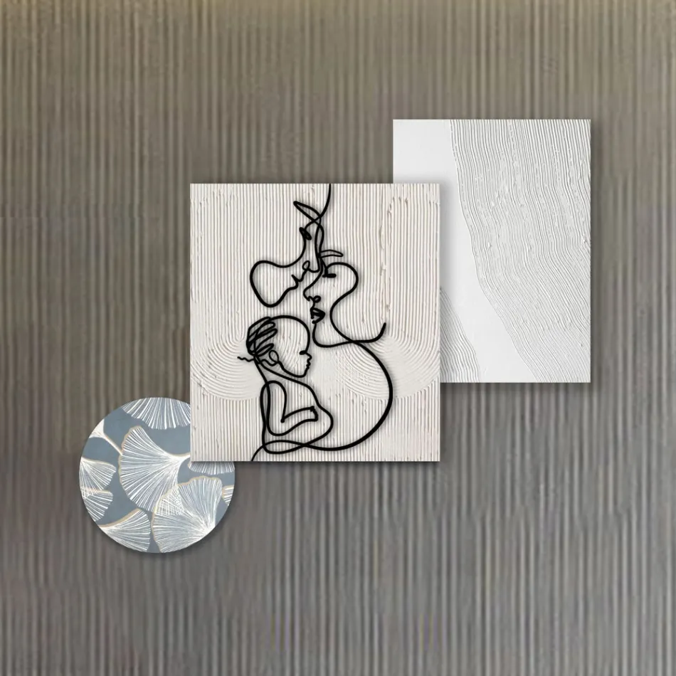 Sammensætning af 3 paneler med stilisering af kærlighed lavet i Italien - Keina Viadurini