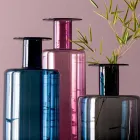 Sammensætning af 3 dekorative vaser i røget, blåt og ametystglas - uendelig Viadurini