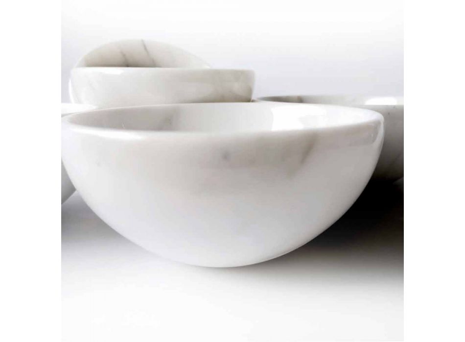 Sammensætning af 4 skåle i hvid Carrara marmor fremstillet i Italien - Cremina Viadurini
