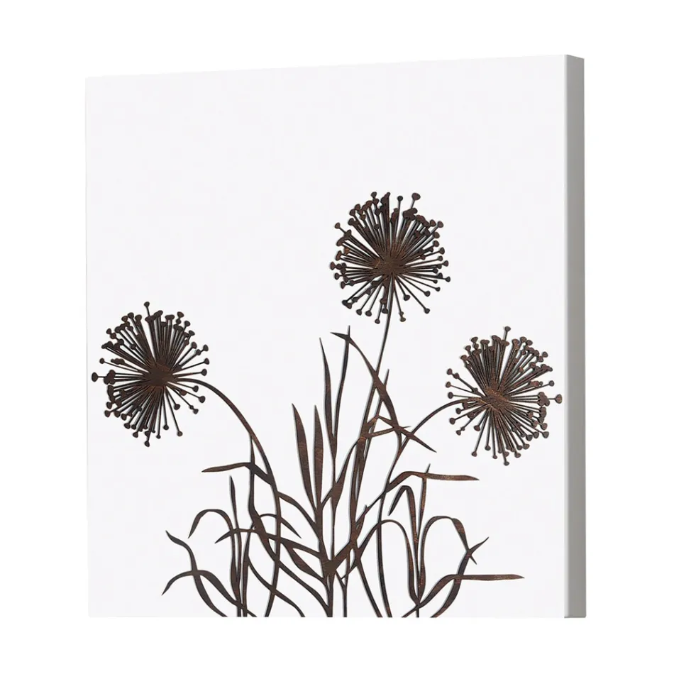 Sammensætning af 4 paneler med hortensiaer, allium og thyfa lavet i Italien - Beregning Viadurini