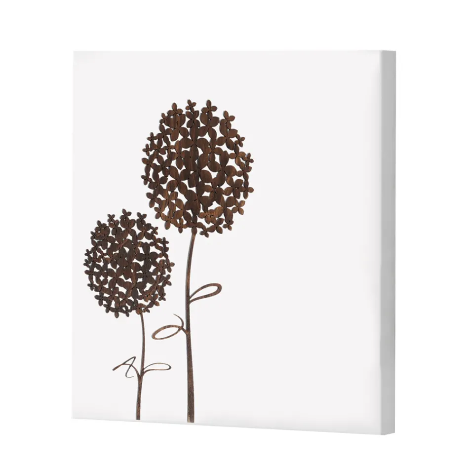 Sammensætning af 4 paneler med hortensiaer, allium og thyfa lavet i Italien - Beregning Viadurini