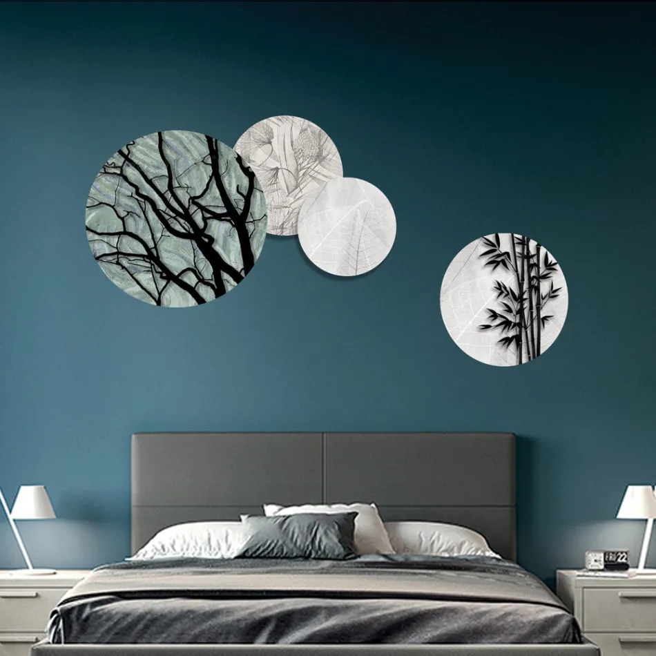 Sammensætning af 4 runde paneler lavet med laser lavet i Italien - Maeko Viadurini