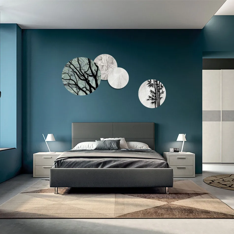 Sammensætning af 4 runde paneler lavet med laser lavet i Italien - Maeko Viadurini