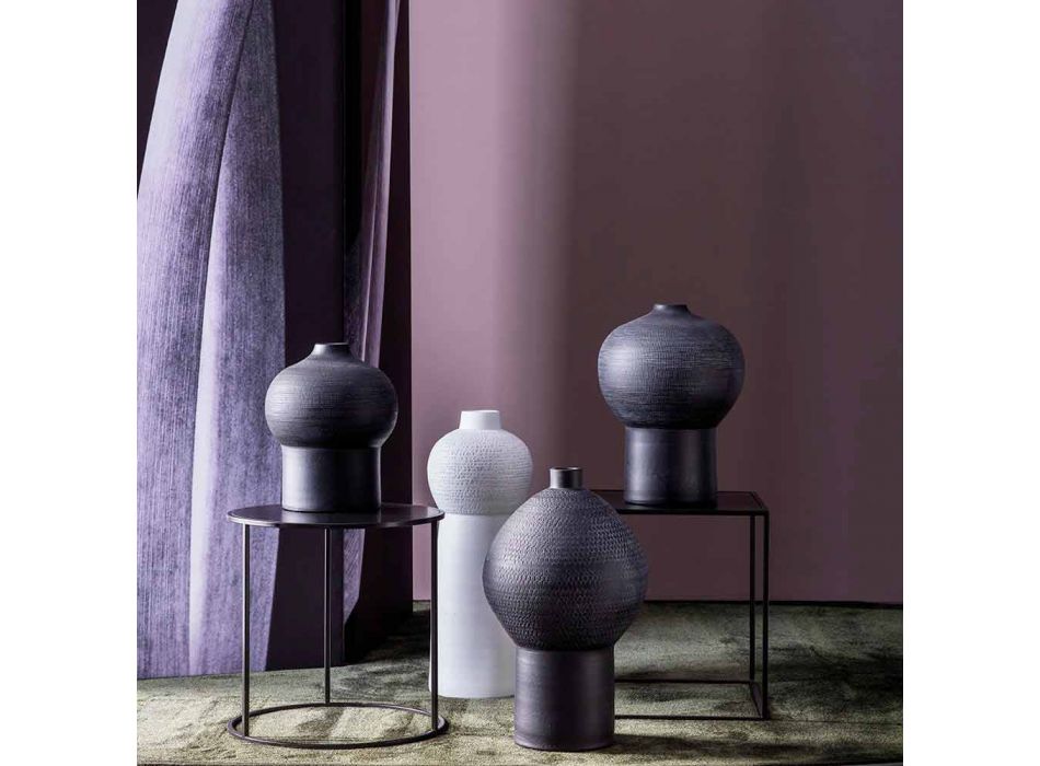 Sammensætning af 4 dekorative vaser i sort og hvid keramik - Calicanto Viadurini