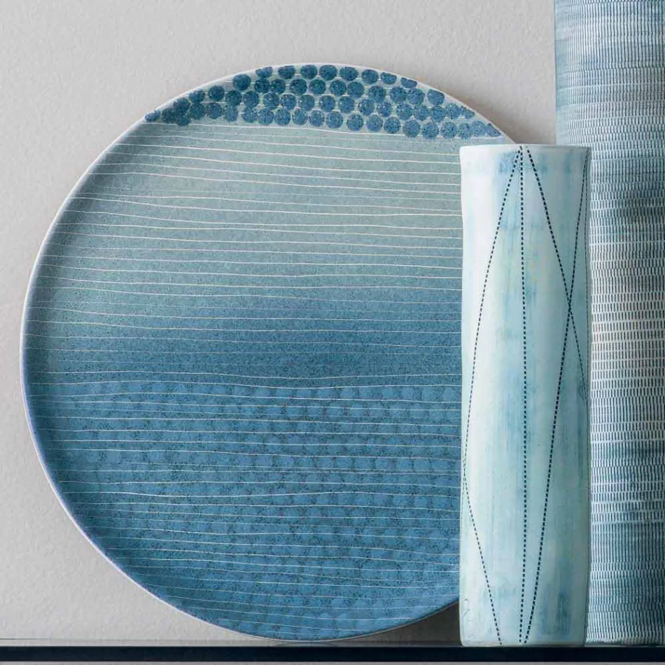 Sammensætning af 4 vaser og centerpiece i håndmalet porcelæn - Liberio Viadurini