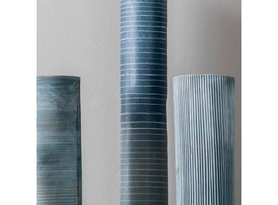 Sammensætning af 4 vaser og centerpiece i håndmalet porcelæn - Liberio Viadurini