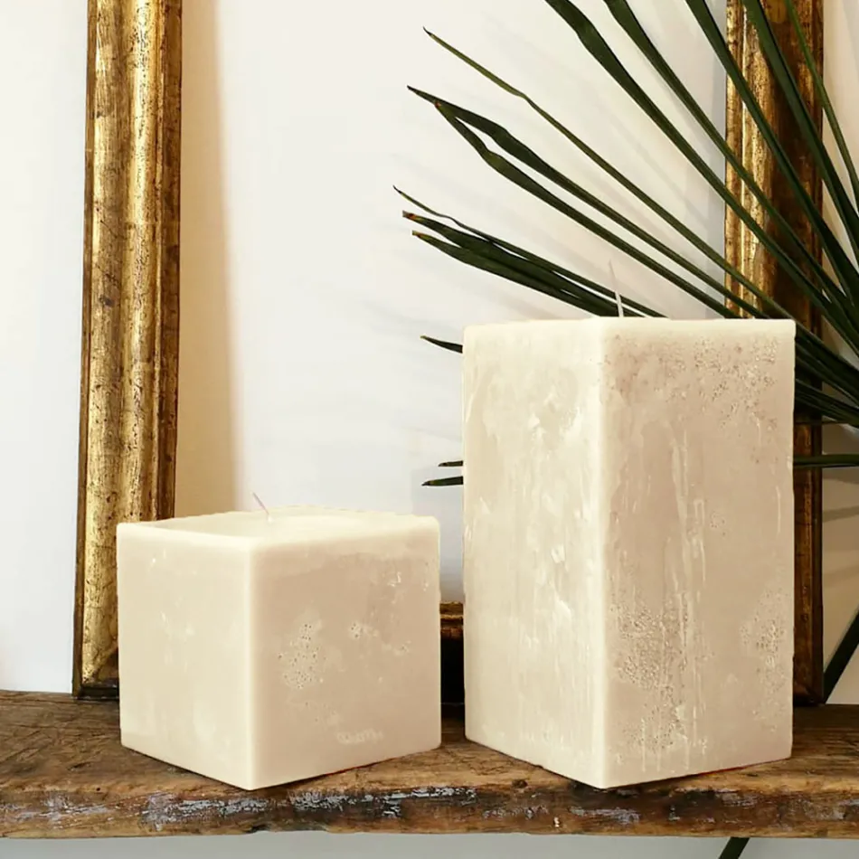 Sammensætning af firkantede vokslys fremstillet i Italien, 3 stykker - Mondelle Viadurini