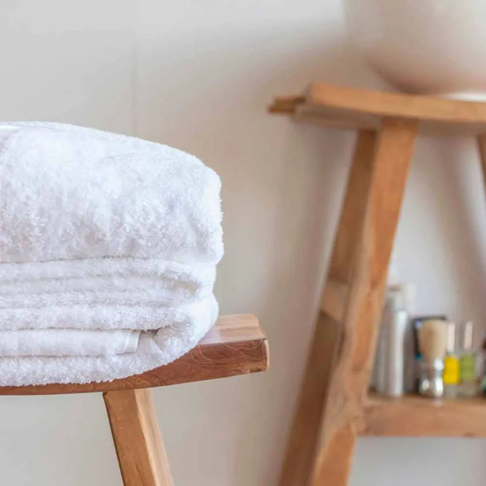 Sammensætning af badeværelsesmøbler i massivt teaktræ af moderne design - Azina Viadurini