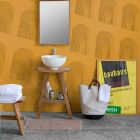 Sammensætning af badeværelsesmøbler i massivt teaktræ af moderne design - Azina Viadurini