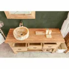 Sammensætning af moderne badeværelsesmøbler i massivt teaktræ - potte Viadurini