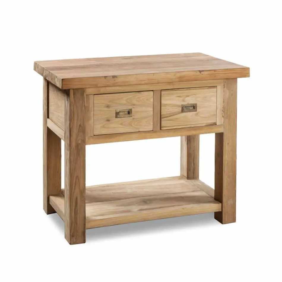 Sammensætning af moderne badeværelsesmøbler i massivt teaktræ - potte Viadurini