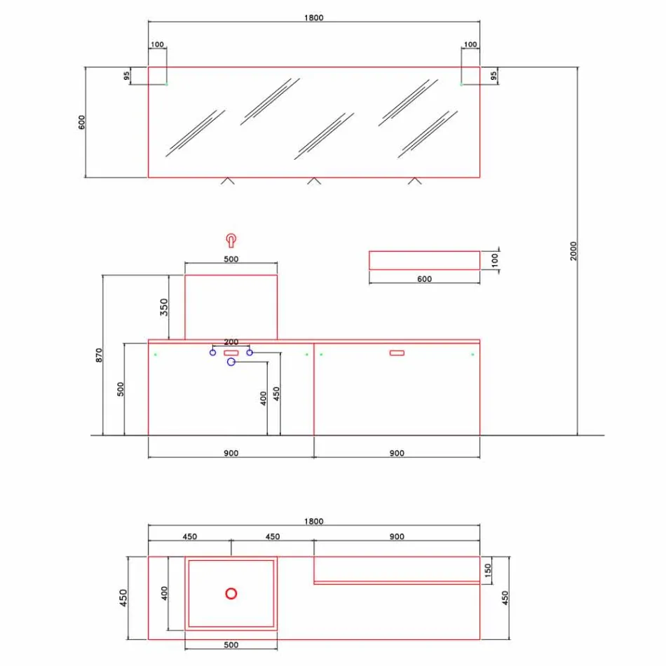 Moderne design jorden badeværelse møbler sammensætning - Farart1 Viadurini