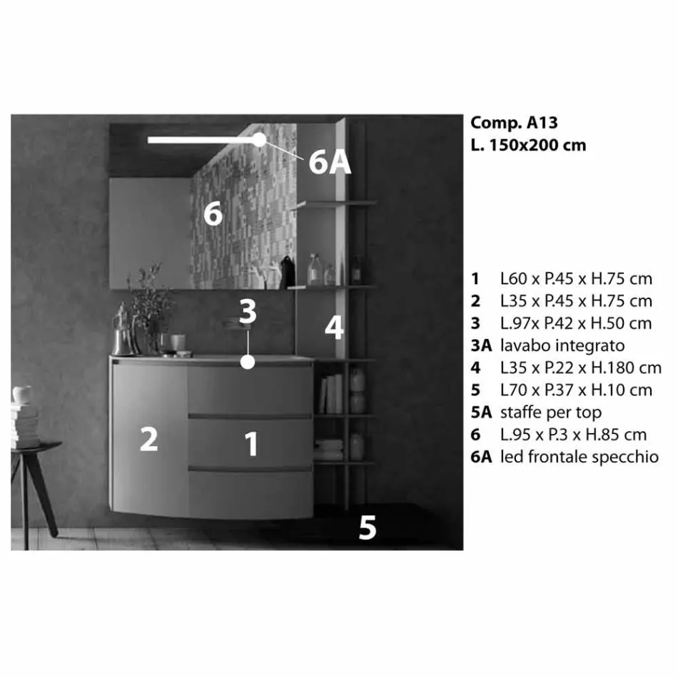 Sammensætning af møbler til badeværelset med moderne design - Callisi13 Viadurini