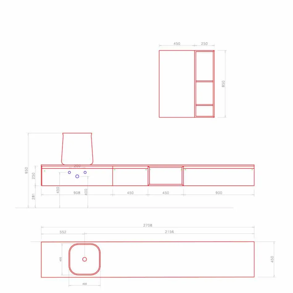 Sammensætning af moderne badeværelsesmøbler, ophængt design fremstillet i Italien - Callisi6 Viadurini