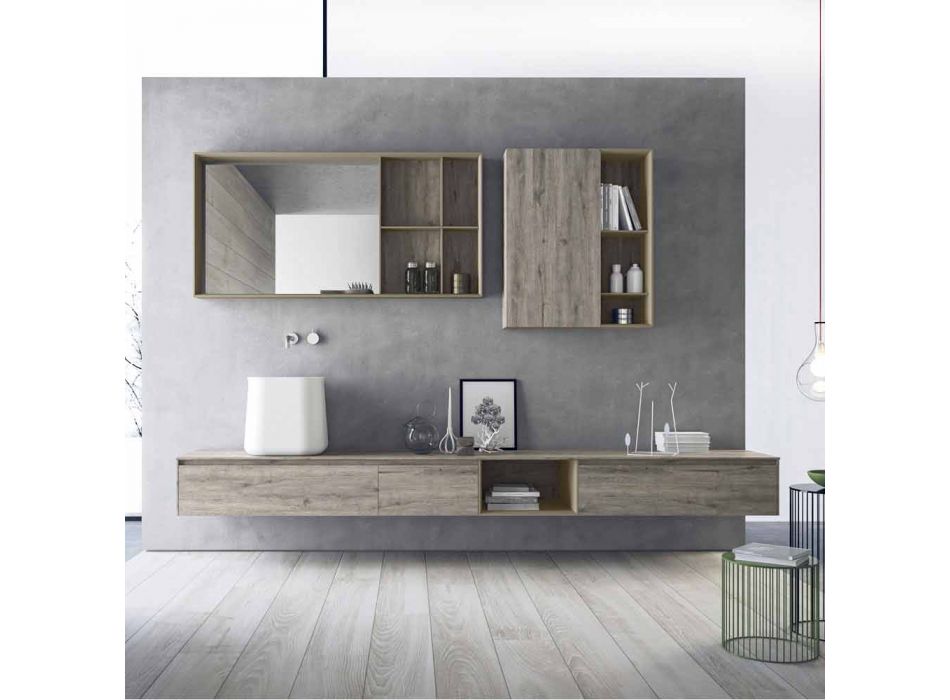 Sammensætning af moderne badeværelsesmøbler, ophængt design fremstillet i Italien - Callisi6 Viadurini