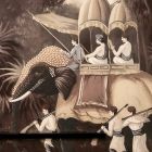 Sammensætning af træmalerier med elefanttryk lavet i Italien - Patagonien Viadurini