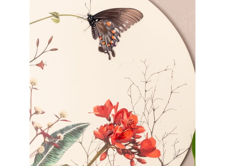 Sammensætning af træmalerier med sommerfugle- og blomstertryk lavet i Italien - Ecuador Viadurini