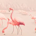 Sammensætning af træmalerier med flamingotryk lavet i Italien - Bahamas Viadurini