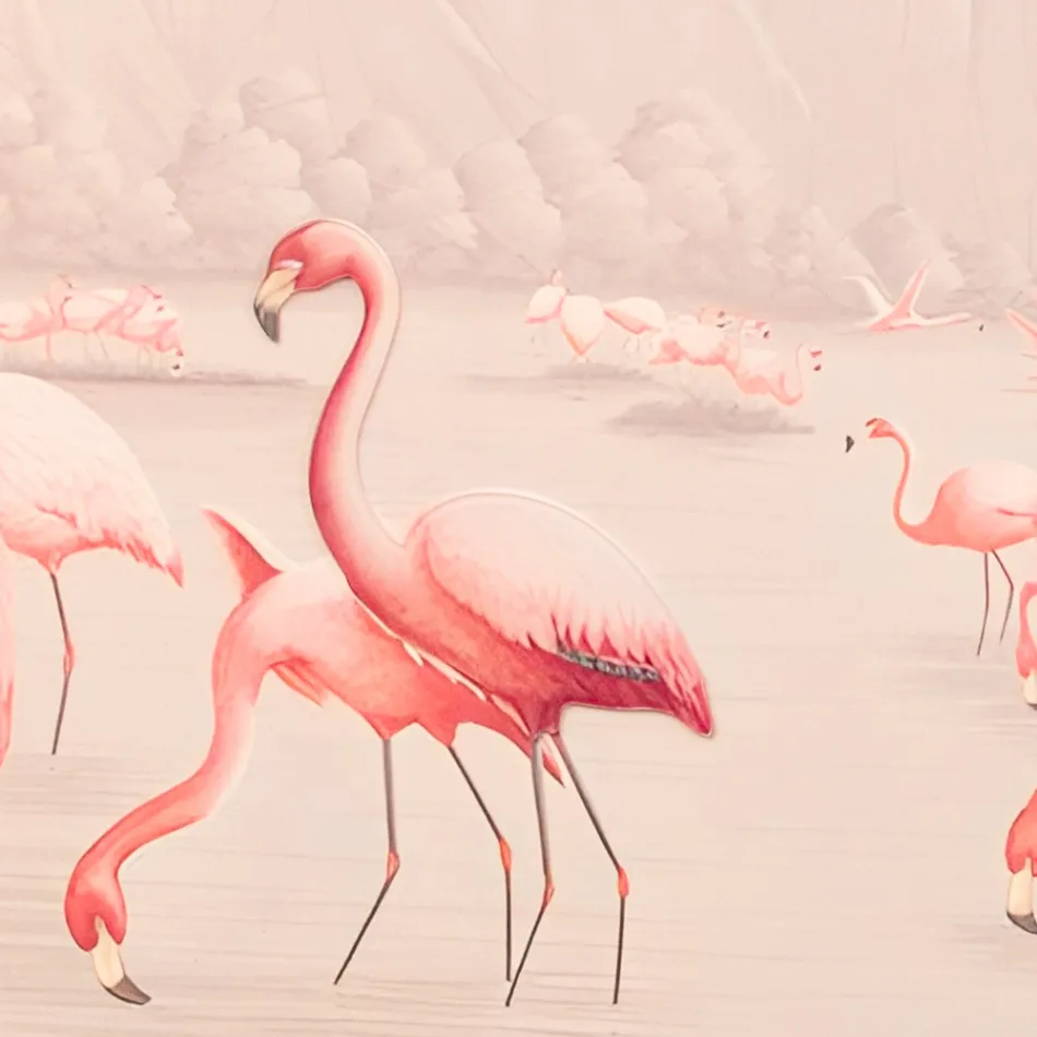 Sammensætning af træmalerier med flamingotryk lavet i Italien - Bahamas Viadurini