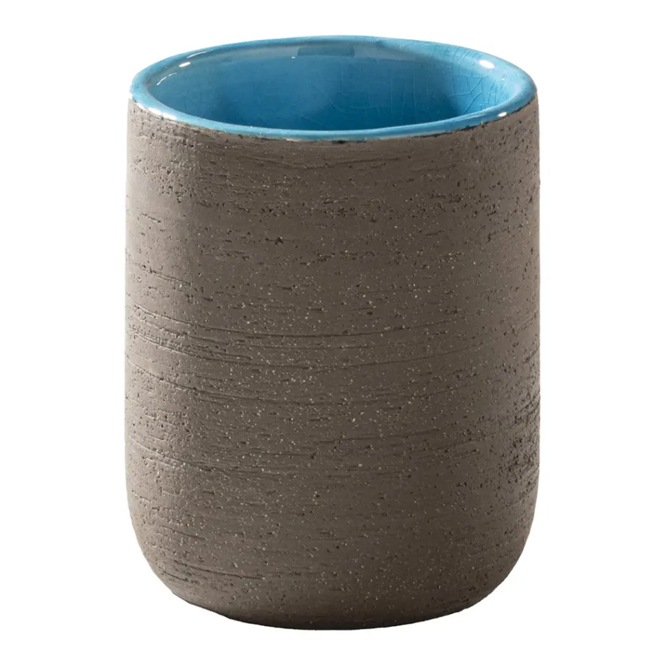 Fritstående badeværelsesskab Sammensætning inklusive blåt tilbehør - Carolie Viadurini