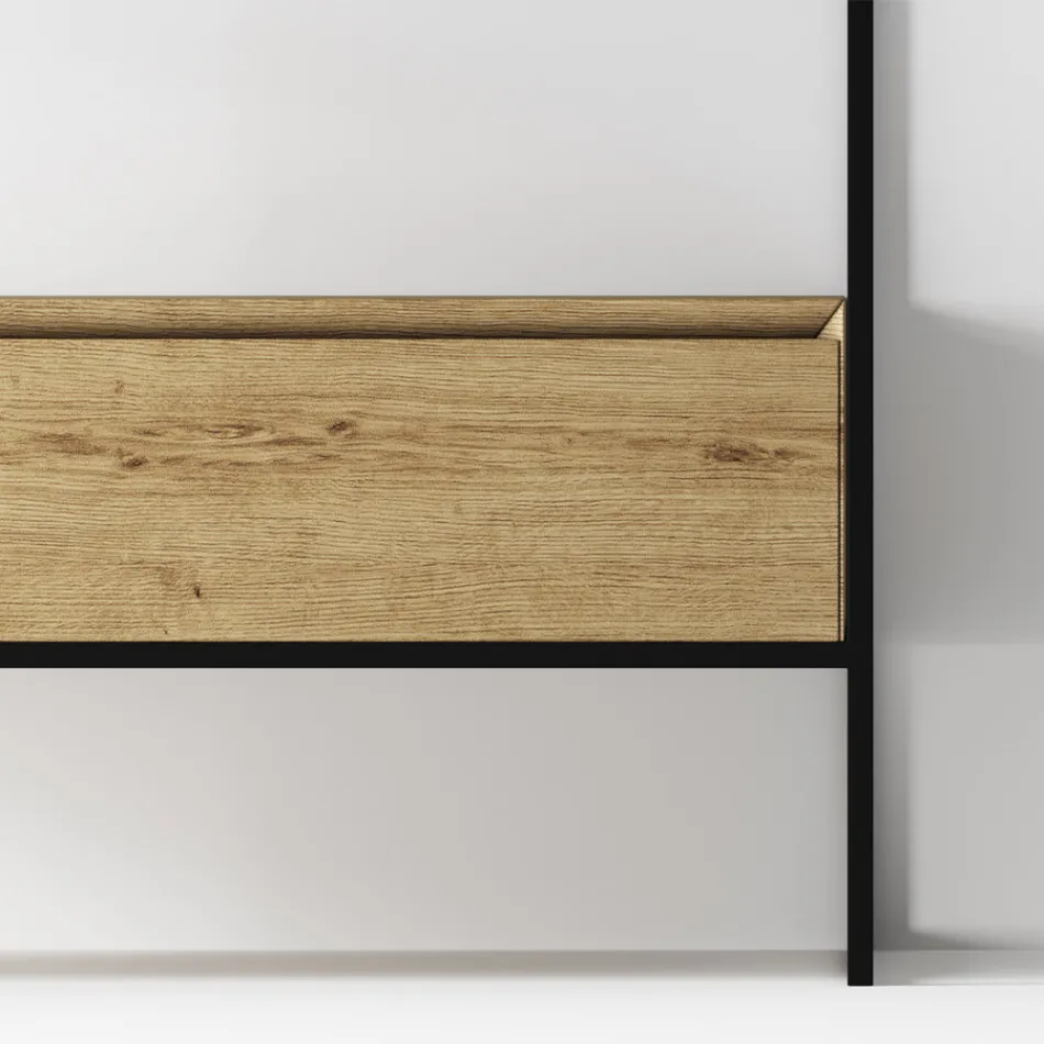 Badeværelsesskabssammensætning med håndvask, bund og spejl Fremstillet i Italien - Hoscar Viadurini