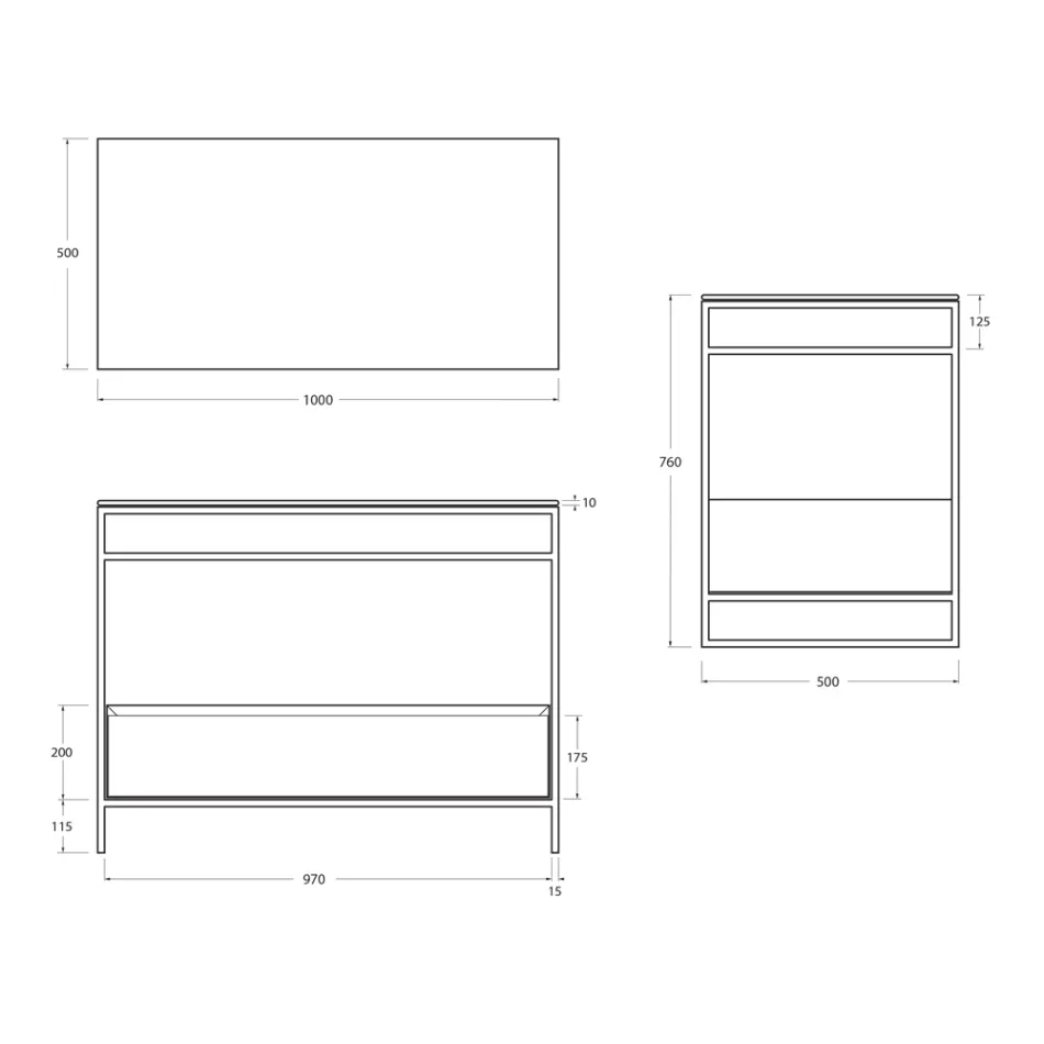 Badeværelsesskabssammensætning med håndvask, bund og spejl Fremstillet i Italien - Hoscar Viadurini