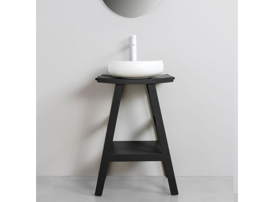 Sort badeværelsesskabssammensætning komplet med spejl og tilbehør - Maryse Viadurini