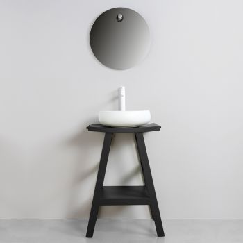 Sort badeværelsesskabssammensætning komplet med spejl og tilbehør - Maryse