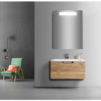 Badeværelse forfængelighed skab sammensætning i træ og moderne design spejl - Gualtiero