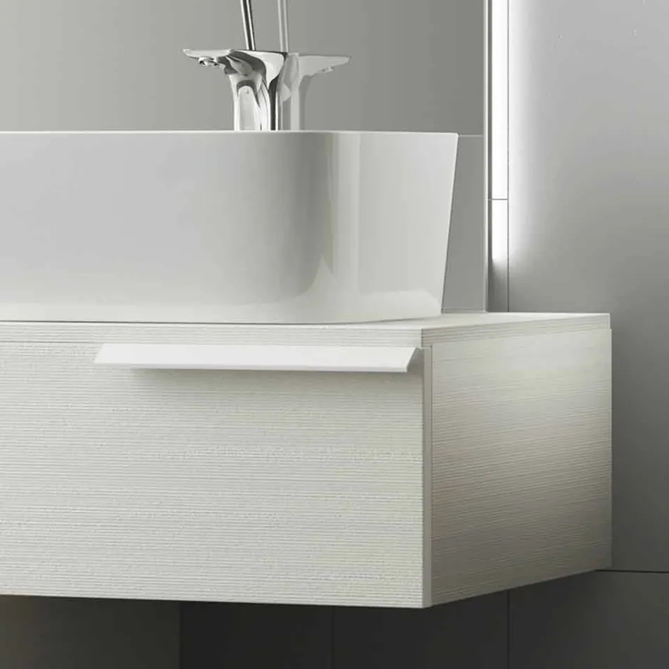 Glædelig moderne lakeret træhængt badeværelse møbelsammensætning Viadurini