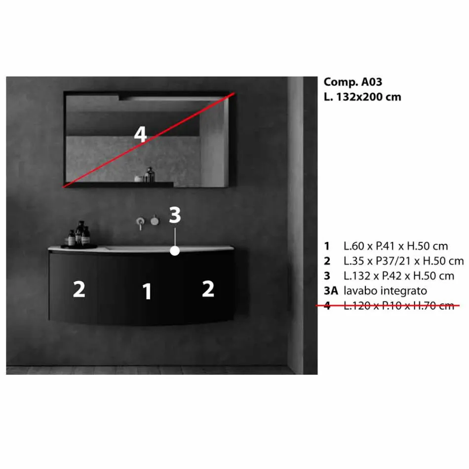 Moderne design, suspenderet badeværelse møbler sammensætning - Callisi3 Viadurini