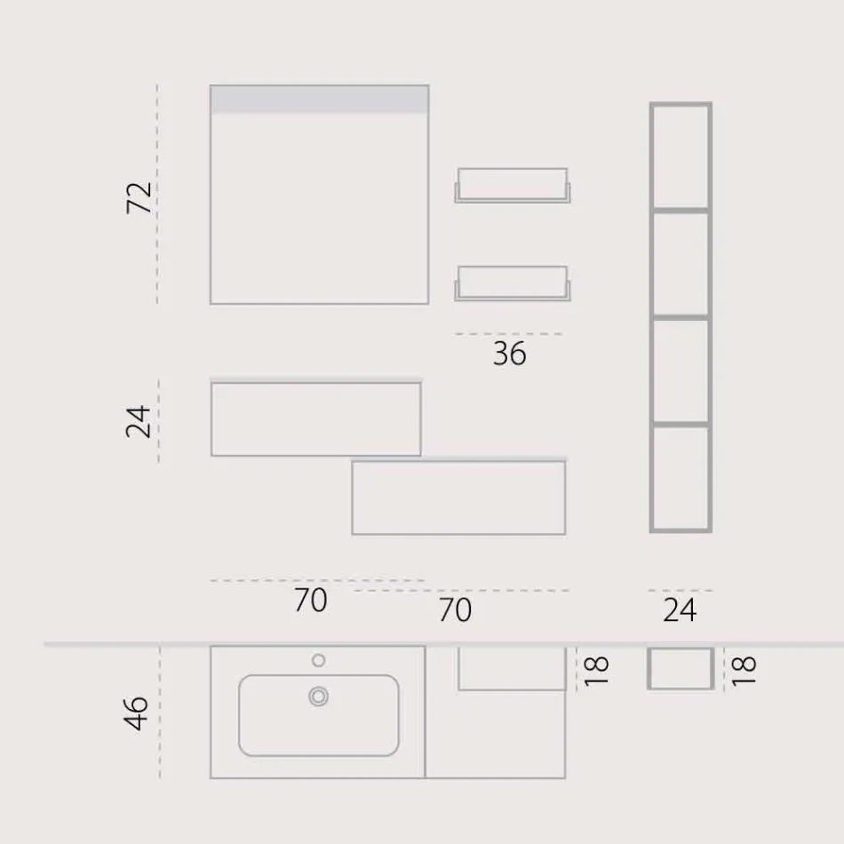 Træmøbelsammensætning lavet i Italien forlì suspension badeværelse Viadurini