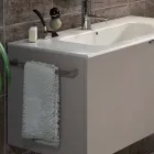 Sammensætning af hængende træ design badeværelsesmøbler lavet Italien Genova Viadurini