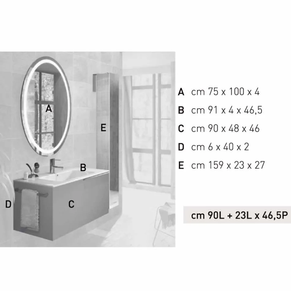 Sammensætning af hængende træ design badeværelsesmøbler lavet Italien Genova Viadurini