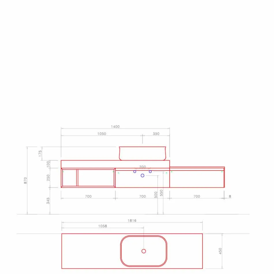 Moderne og suspenderet sammensætning af designbadeværelsesmøbler - Callisi2 Viadurini