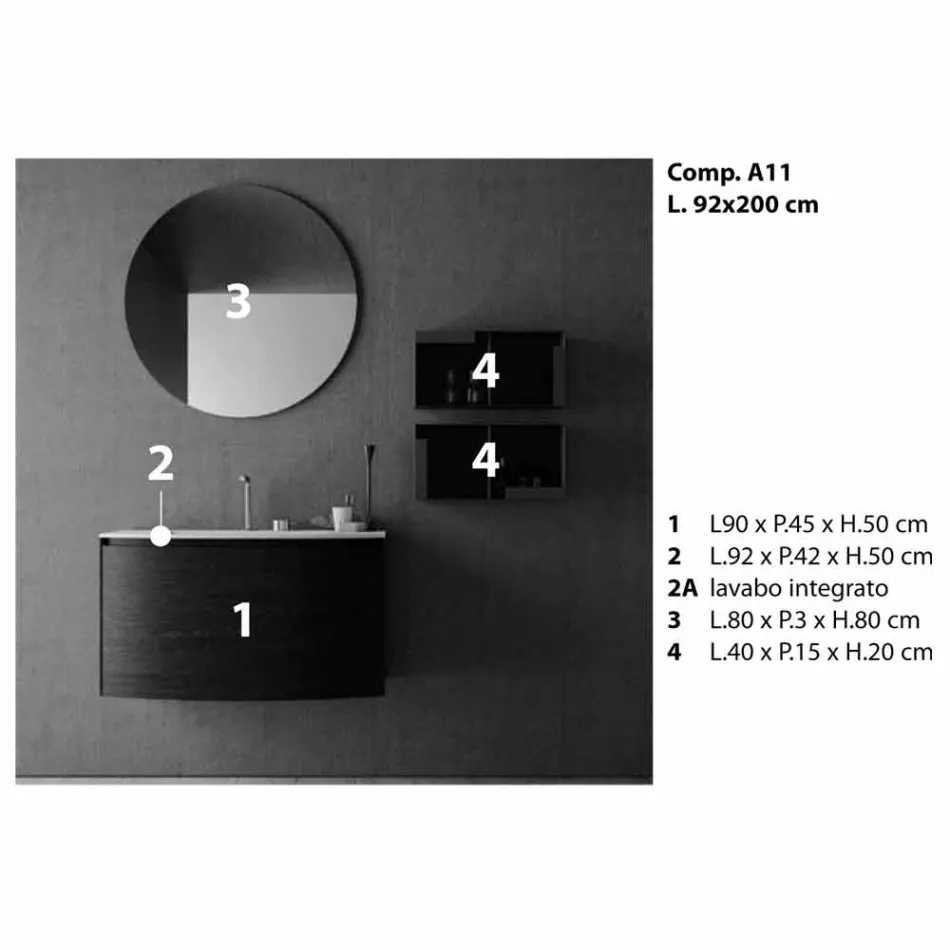 Komposition til det suspenderede badeværelse med moderne design fremstillet i Italien - Callisi11 Viadurini