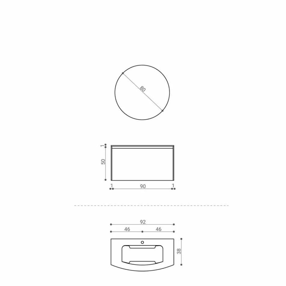 Komposition til det suspenderede badeværelse med moderne design fremstillet i Italien - Callisi11 Viadurini