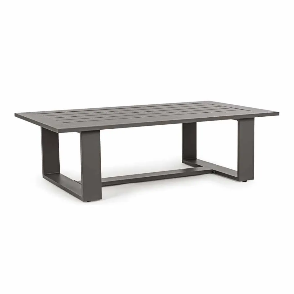 Udendørs stue sammensætning i aluminium med stofpuder - Yoshi Viadurini